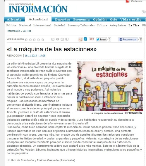 Diario Información habla de 'La máquina de las estaciones'